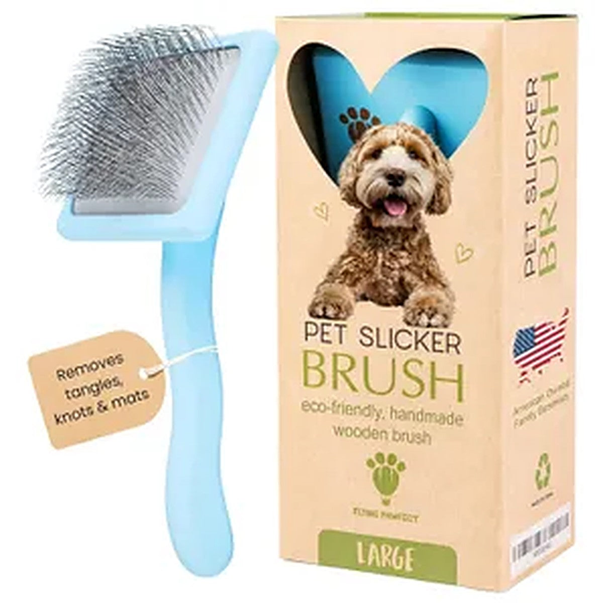 Smooth Coat Slicker Grooming Brush for Dogs & Cats – Fine-Pin Deshedding Brush